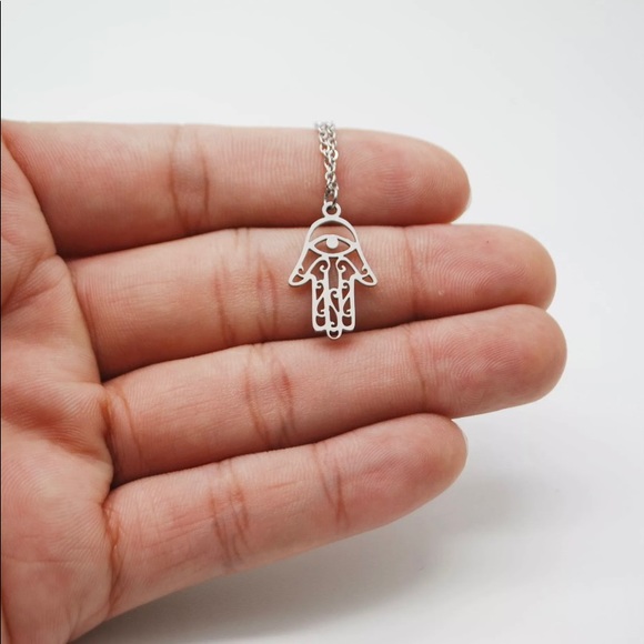 Hamsa Evil Eye stainless steel necklace - Picture 2 of 2